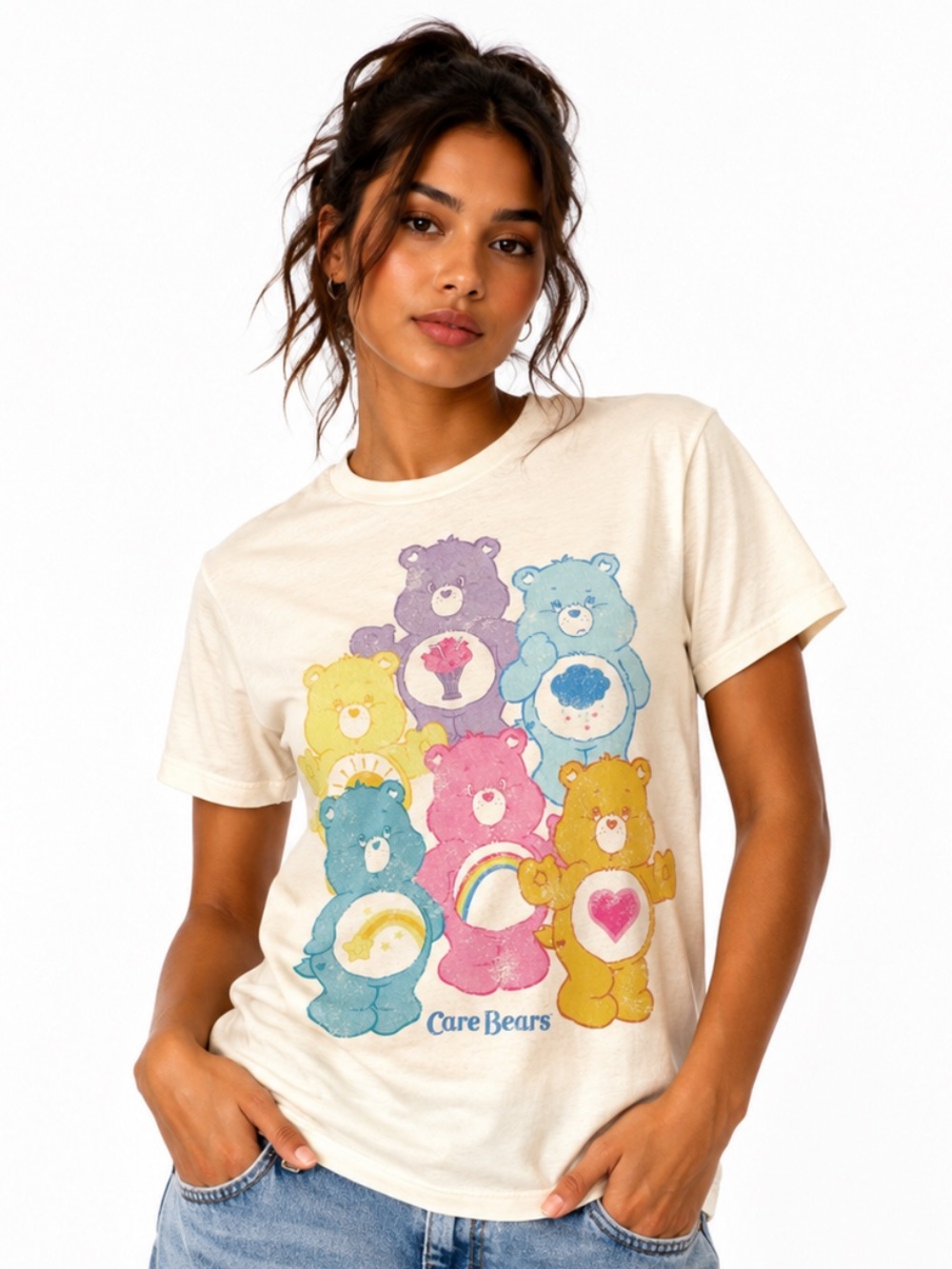 Care Bears Red Heart Logo Tee in Cream Cotton - Size XS